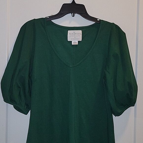 Velvet by Graham and Spencer for Anthropologie Front-Seamed Green Dress Small - Picture 6 of 7